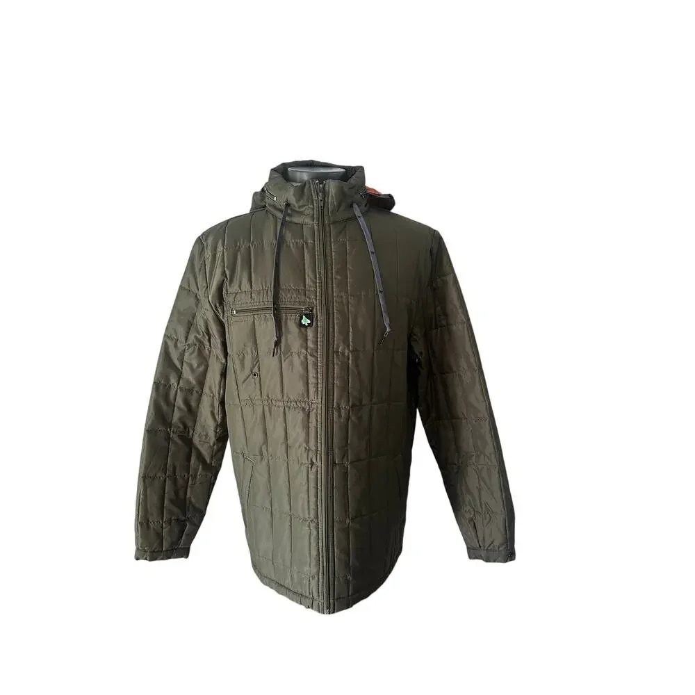 HippyTree Hunter Series Jacket Large Olive Green Hooded Quilted Outdoor NWOT